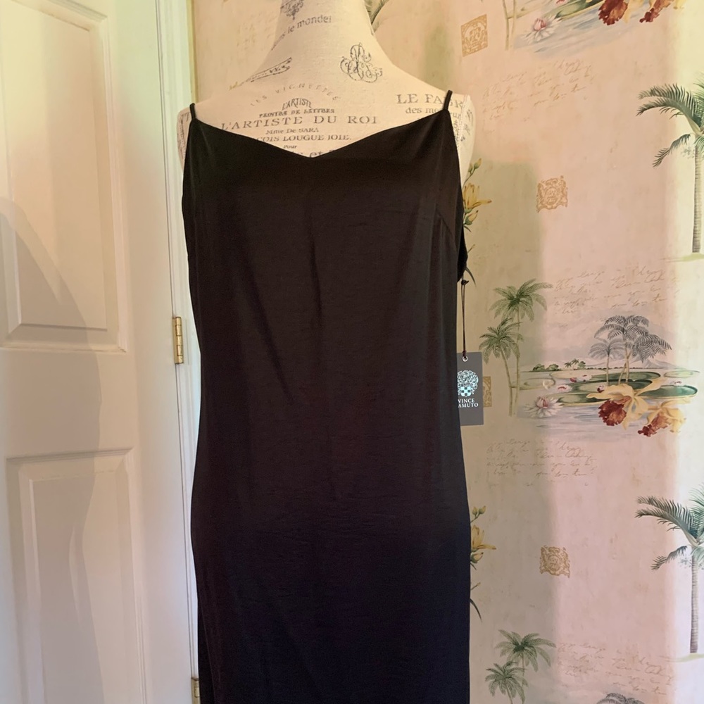 Dress, NWT, black cocktail dress with feather hem - Picture 2 of 5